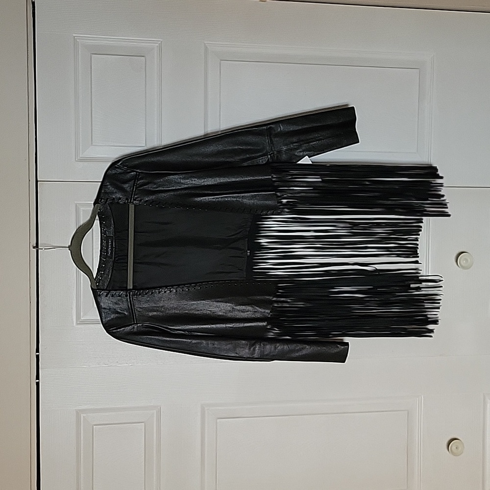 Fault leather cowboy jacket with tassels. Never worn